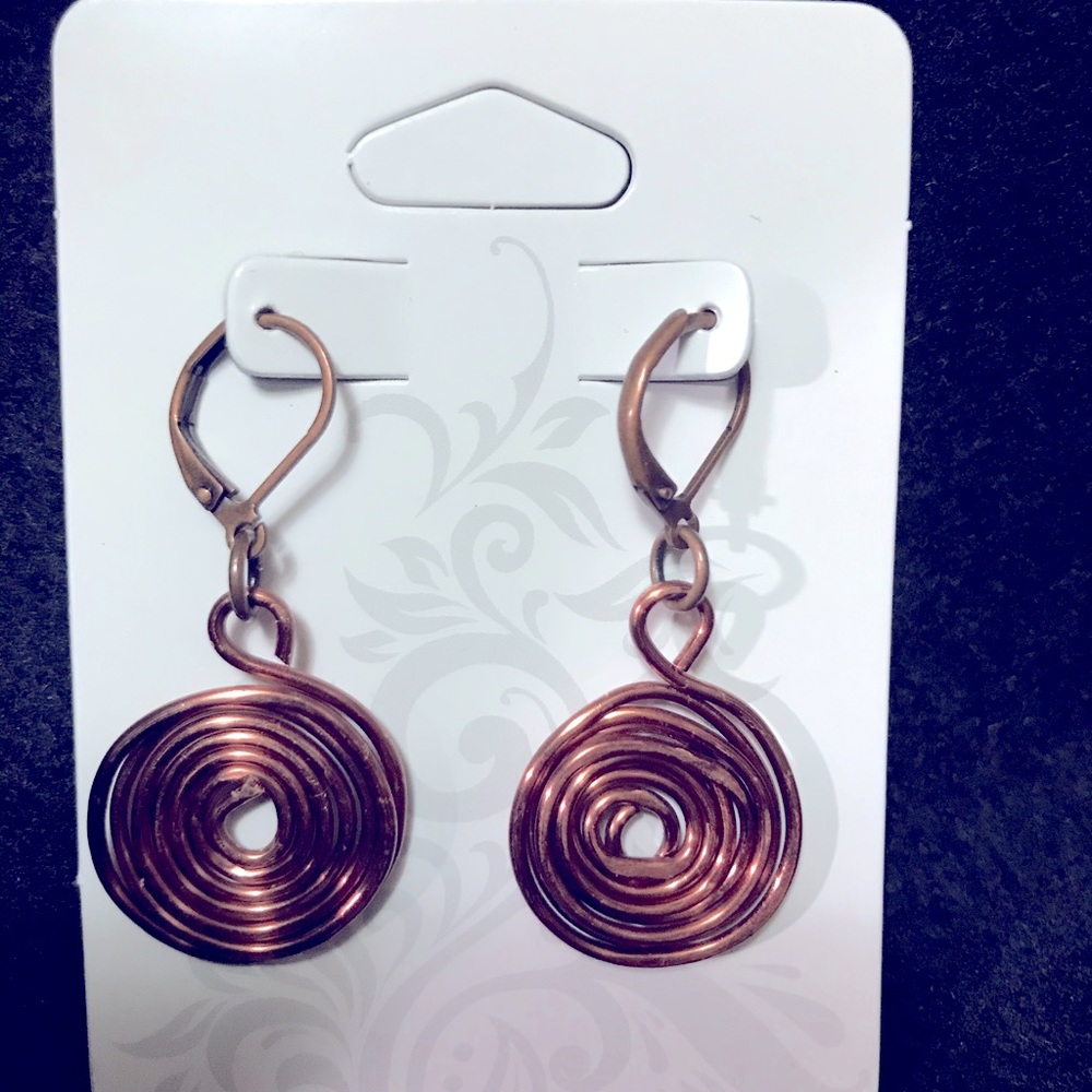 HAND CRAFTED SPIRAL COPPER EARRINGS